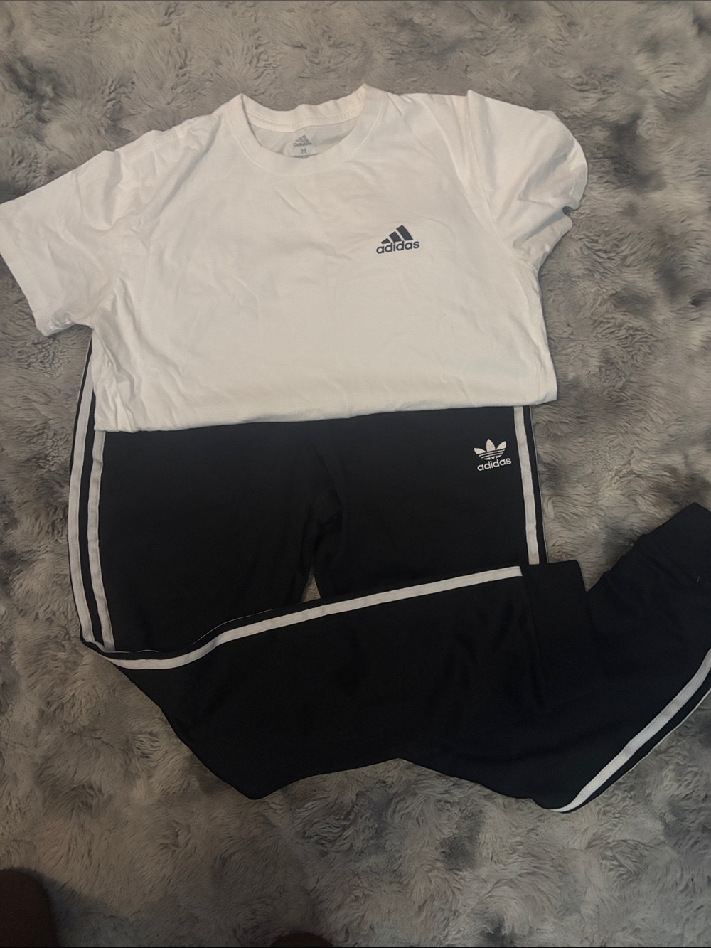 adidas Black and White Womens Sweatpants with Three Stripe Detail - Picture 2 of 2